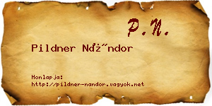 Pildner Nándor névjegykártya